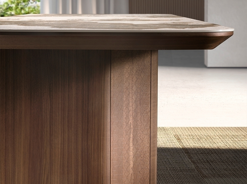 Обеденный стол 1129/437-T из мраморной керамики и ореха