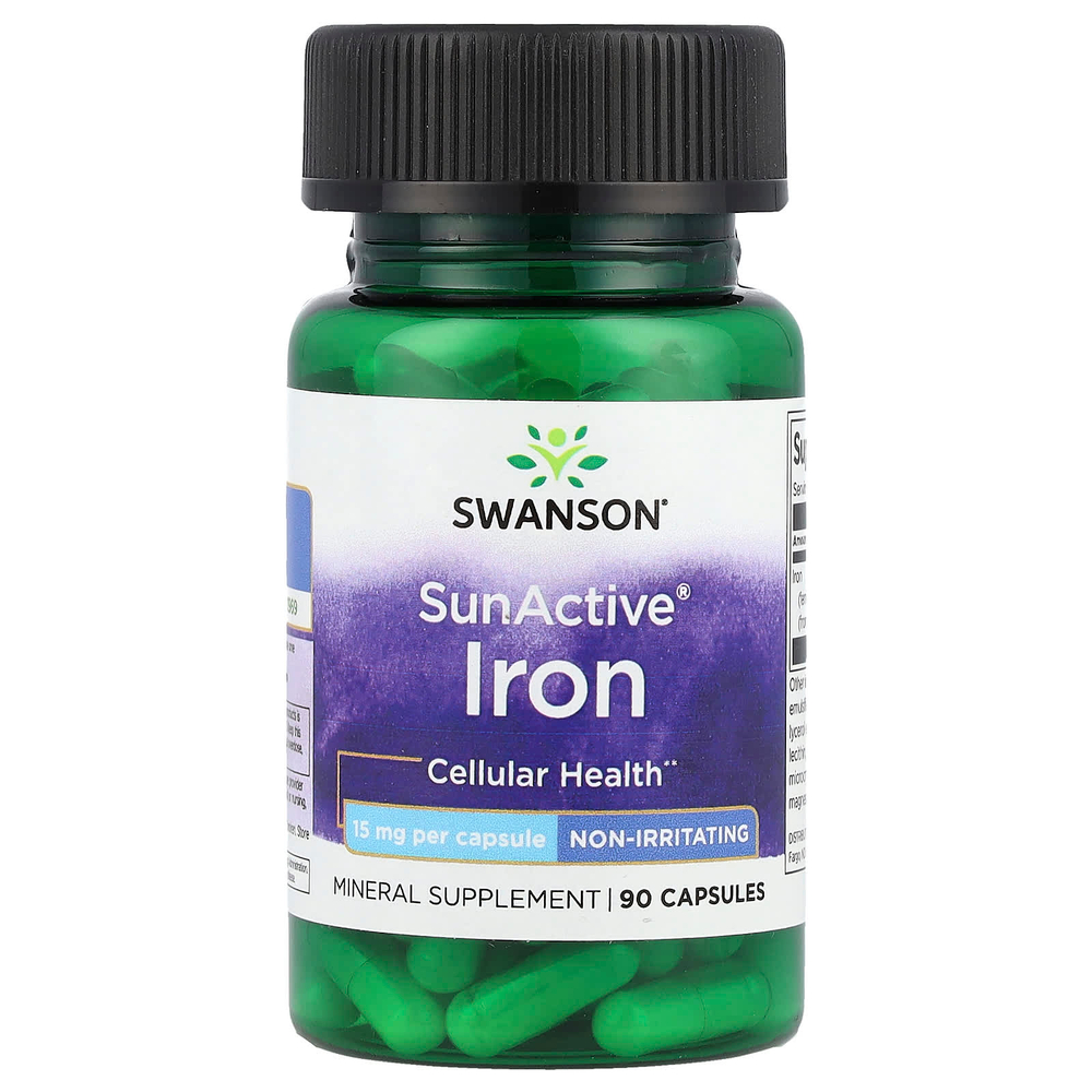 Swanson Vitamins, SunActive®, железо, 15 мг, 90 капсул