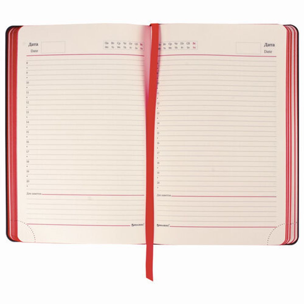 Ежедневник недатированный А5 (138х213 мм) BRAUBERG "Stylish", кожзам, гибкий, 160 л., красный, 111865