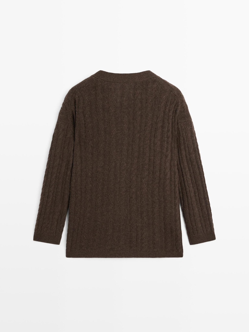 Massimo Dutti Кардиган из смесовой шерсти, шоколадно-коричневый