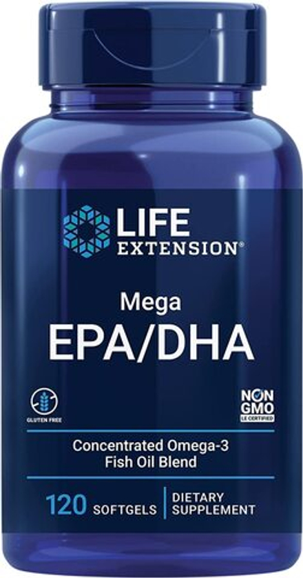 Life Extension, Мега ЭПК/ДГК, Mega EPA/DHA, 120 капсул