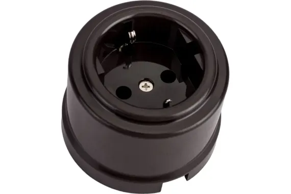 Розетка BIRONI Лизетта с заземлением накладная коричневая керамика 20828