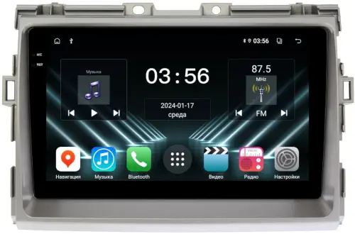 Магнитола для Toyota Estima 3 2006-2016 (без 360, рамка серая) - FarCar S280 монитор 9.5" IPS на Android 13, CarPlay