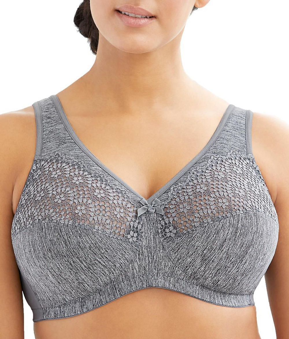 Комфортный поддерживающий бюстгальтер с кружевными вставками (Размер: 90G) (Цвет: кофейный)