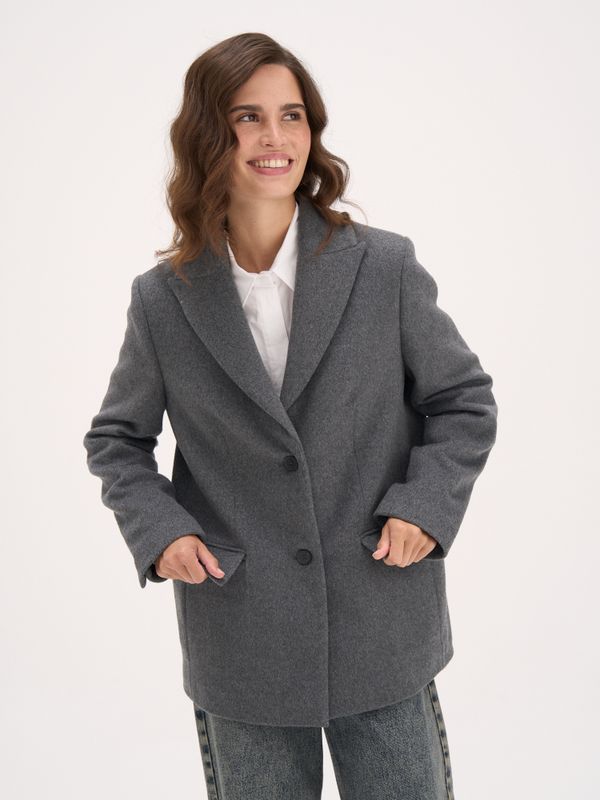 Пальто укороченное из смесовой шерсти «Графит» женское
