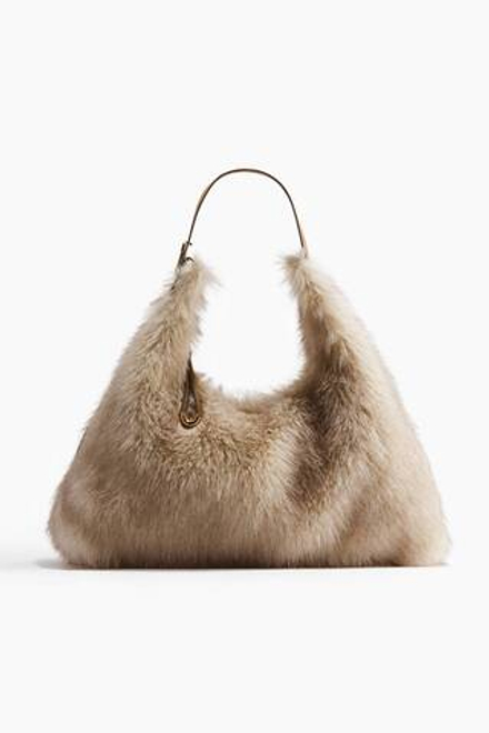 H&M Сумка меховая, светло-бежевый