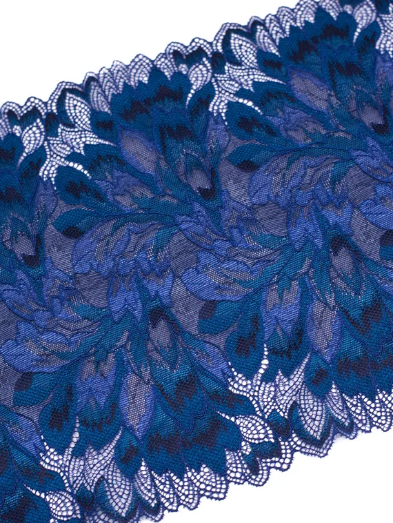 03-77 ОПТ Кружево эластичное 23 см, ультрамарин/изумруд