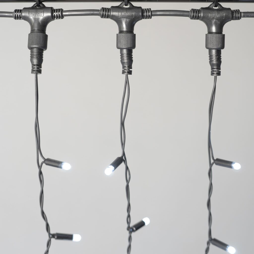 Светодиодный занавес 2*2 м., 400 LED, холодно белый, статика, черный провод каучук, LTC (ECO402-1-2W)