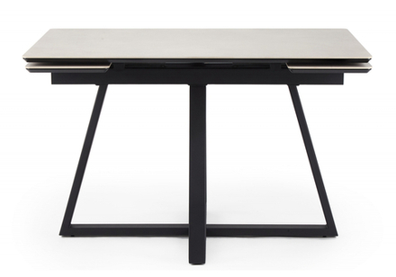 Керамический стол Woodville Памелла 140(200)х80 carmen light grey, черный, ножки черные