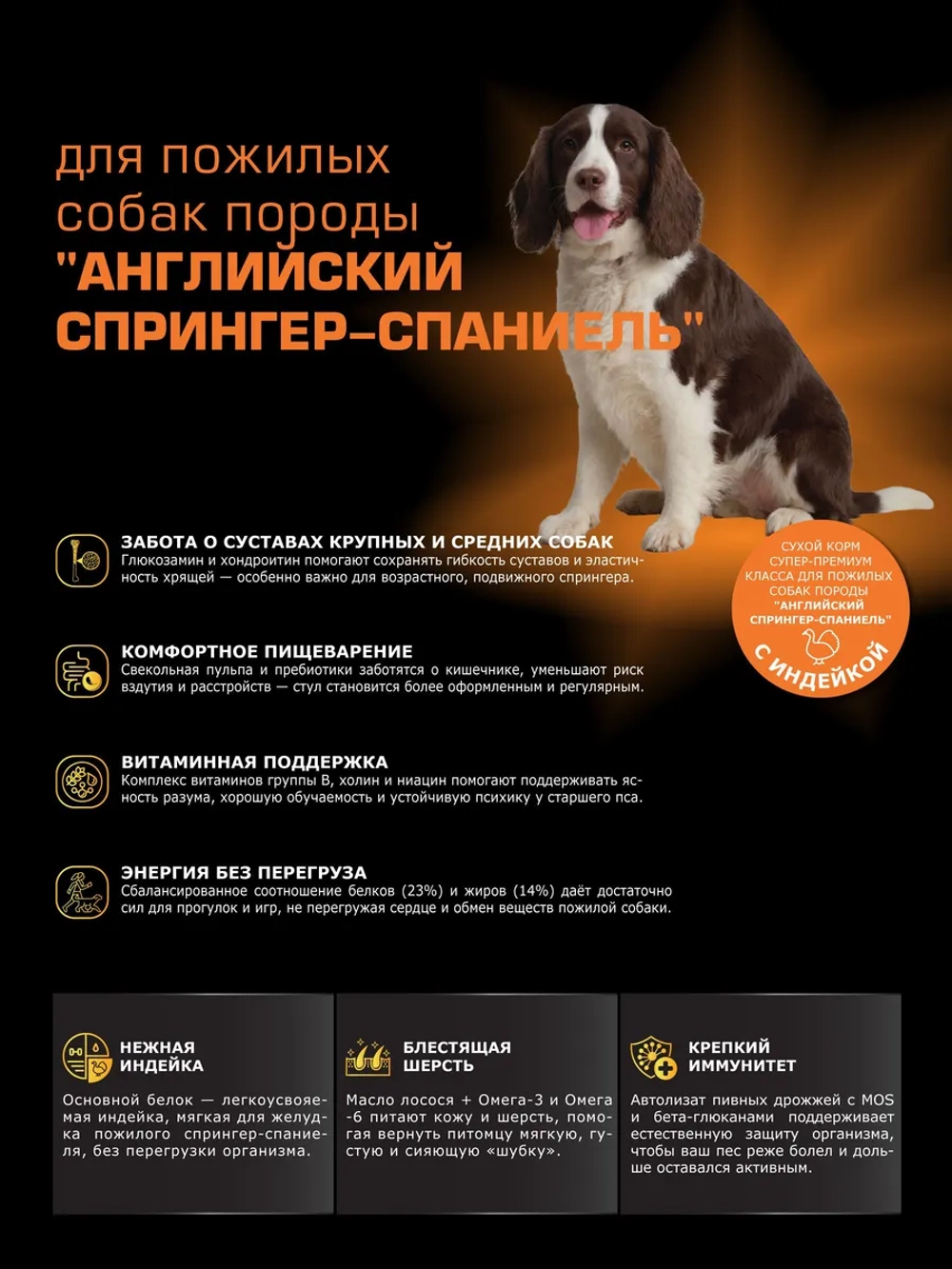 Корм для Английский спрингер-спаниель (5+), индейка 12 кг