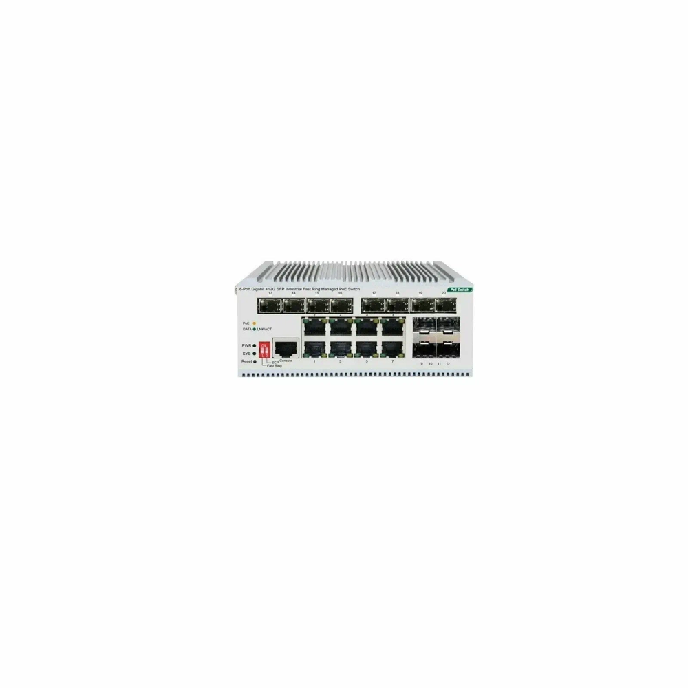 Сетевое оборудование ORIGO OI3120P 185W A1A Промышленный управляемый L2 PoE-коммутатор 8x1000Base-T PoE+, 12x1000Base-X SFP, PoE-бюджет 185 Вт