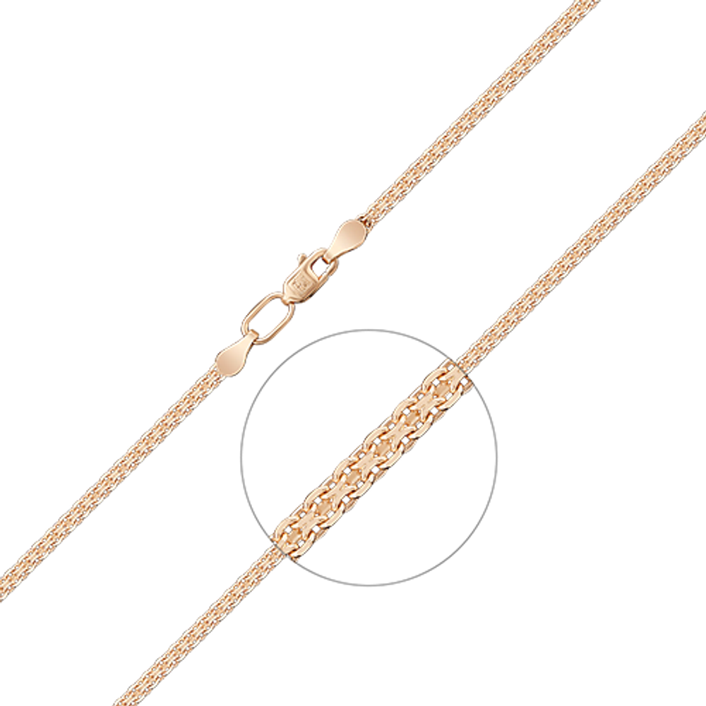 Браслет из красного золота с алмазной гранью (плетение «Бисмарк двойной якорь»)