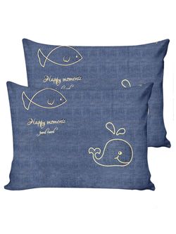 Наволочка комплект 2шт Simple House "Whales (полисатин)" 50х70 см