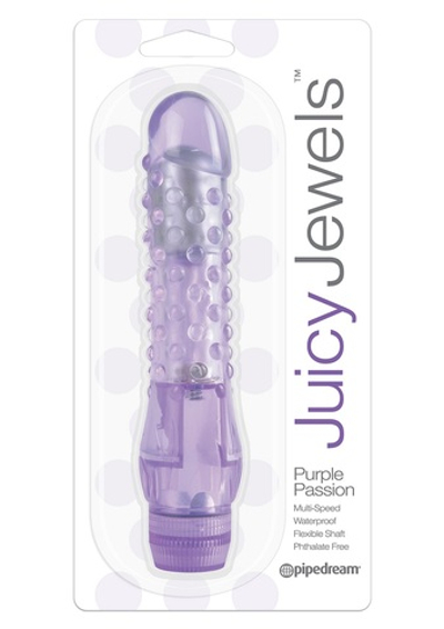 Фиолетовый вибратор с шишечками JUICY JEWELS - 16 см.
