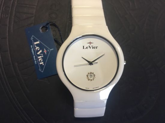 Женские керамические наручные  часы  из Франции LeVier L 7507 M Wh
