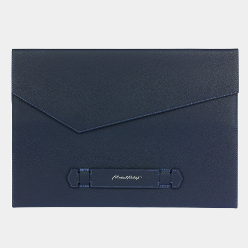 Чехол для докуметов и техники Maccase 17' из кожи теленка, синего цвета