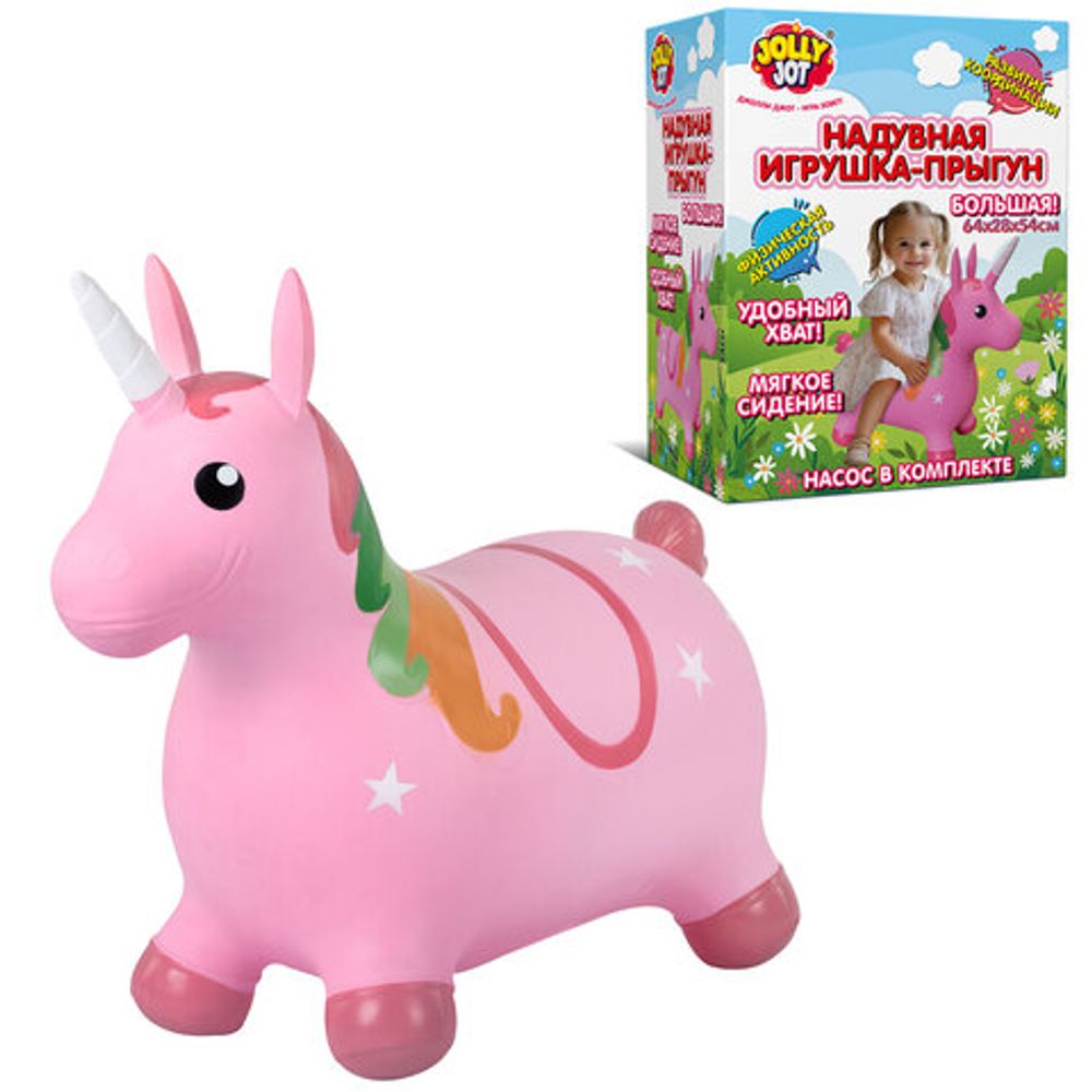 Попрыгун надувной "Единорог", 64х28х54 см, ПВХ, насос, JOLLY JOT (ДЖОЛЛИ ДЖОТ), 666128