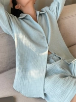 Костюм - пижама с шортами из муслина домашний оверсайз