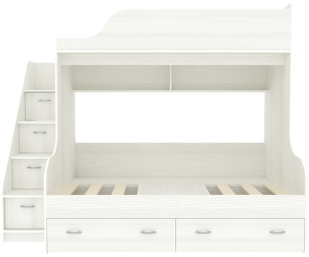 Двухъярусная кровать КарИВи Дуэт-15 с лестницей Комод КарИВиом Белое Дерево Белое Дерево