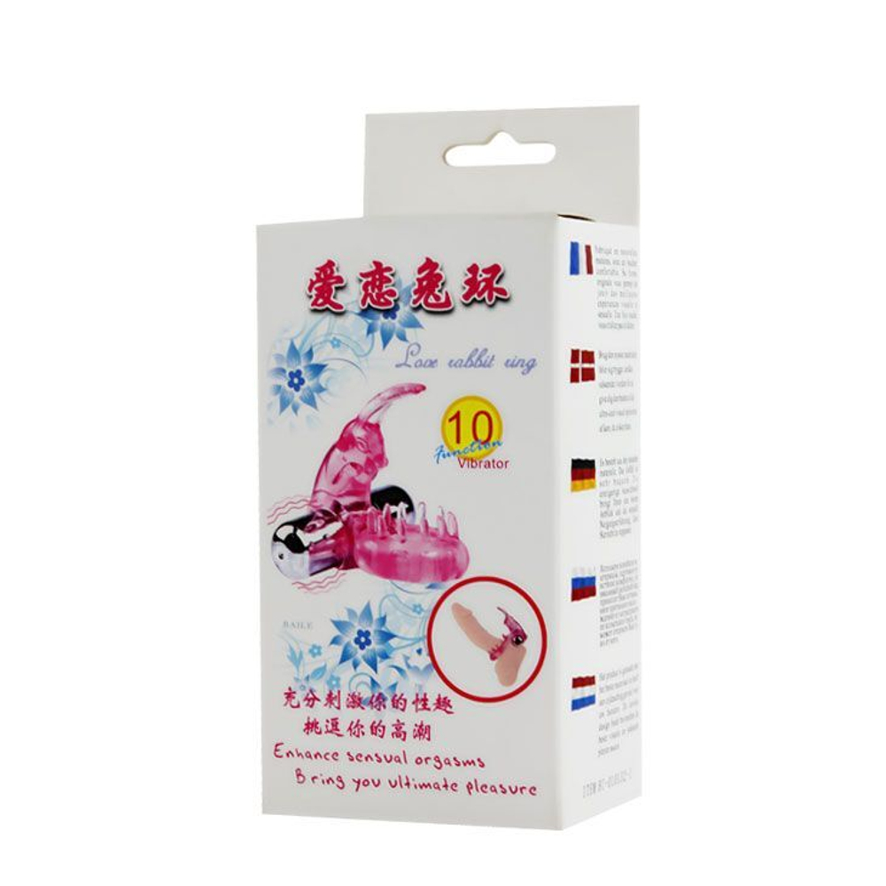 Эрекционное виброкольцо Baile Love Rabbit Ring с клиторальным зайчиком