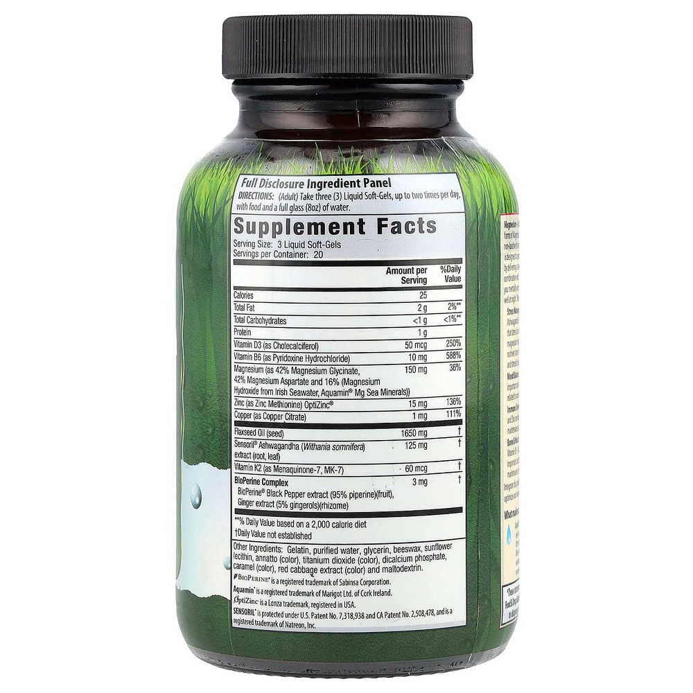 Irwin Naturals, Triple Source Magnesium + ашваганда, 60 мягких таблеток