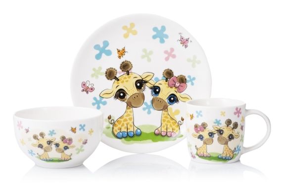 Yemək dəsti Ardesto Set of children&#39;s dishes Baby giraffes, 3 pcs., new bone china