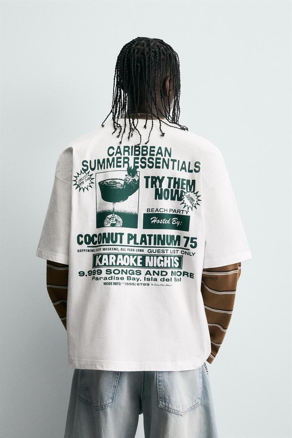 ZARA ФУТБОЛКА С ПРИНТОМ И НАДПИСЯМИ, БЕЛЫЙ