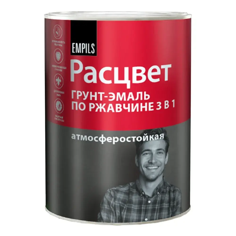 Расцвет грунт-эмаль по ржавчине серый 0,9 кг