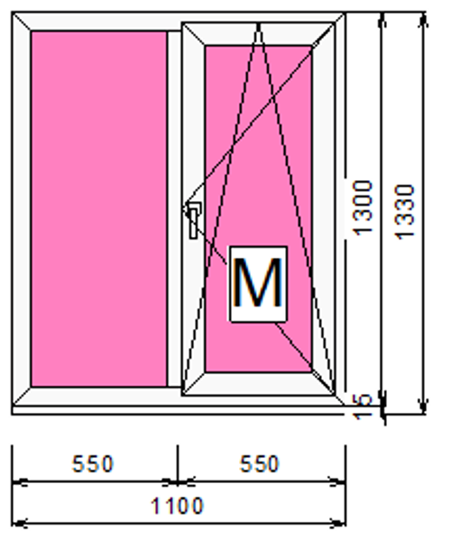 Пластиковое окно 1300 х 1100 ТермА Эко + Москитная сетка
