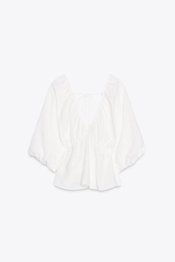 ZARA ЖАККАРДОВЫЙ ТОП, БЕЛЫЙ