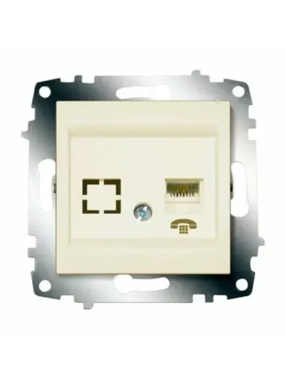 Механизм розетки TF телефонная (RJ 11+гнездо) Cosmo крем