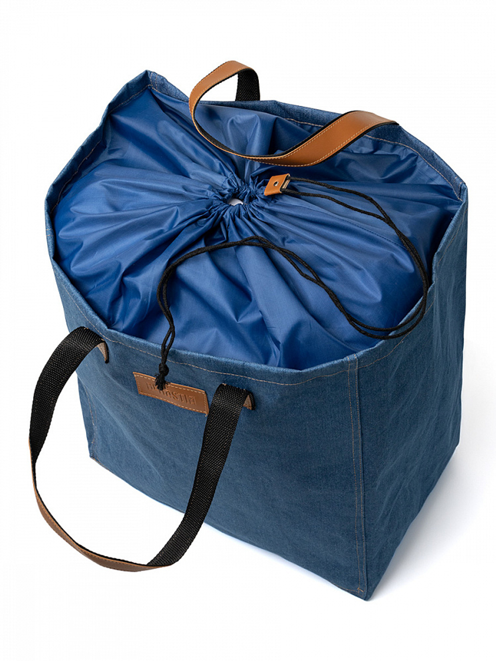 Корзина для белья DeNASTIA Джинсовая коллекция, 53x40x25, синий