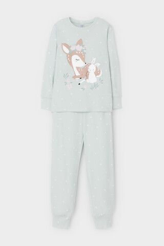 пижама  для девочки  К 1621/серое небо,мини листики