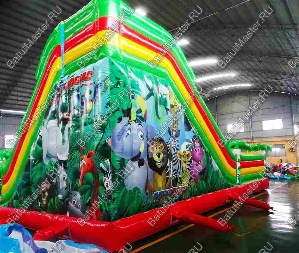 Коммерческий надувной батут "Джунгли" 10*10*5 м
