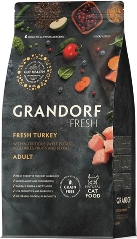 GRANDORF Fresh CAT 2кг. Свежее мясо Индейки с Бататом для кошек
