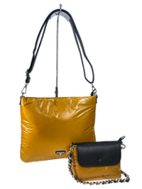Cтильная женская сумка-шоппер из водоотталкивающей ткани, цвет желтый