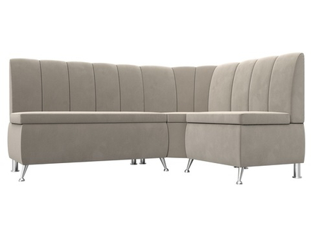 Диван кухонный угловой Кантри правый угол, Бежевый, Микровельвет, 29446