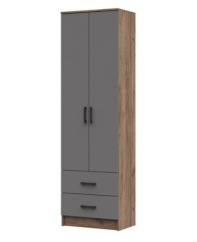 Машенька ШК 201 Шкаф с полками и 2 ящика Дуб крафт табачный / Графит серый