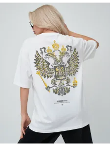 Футболка оверсайз белая с гербом России