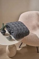 Плед вязаный BUBBLES 120x170 |  графитовый