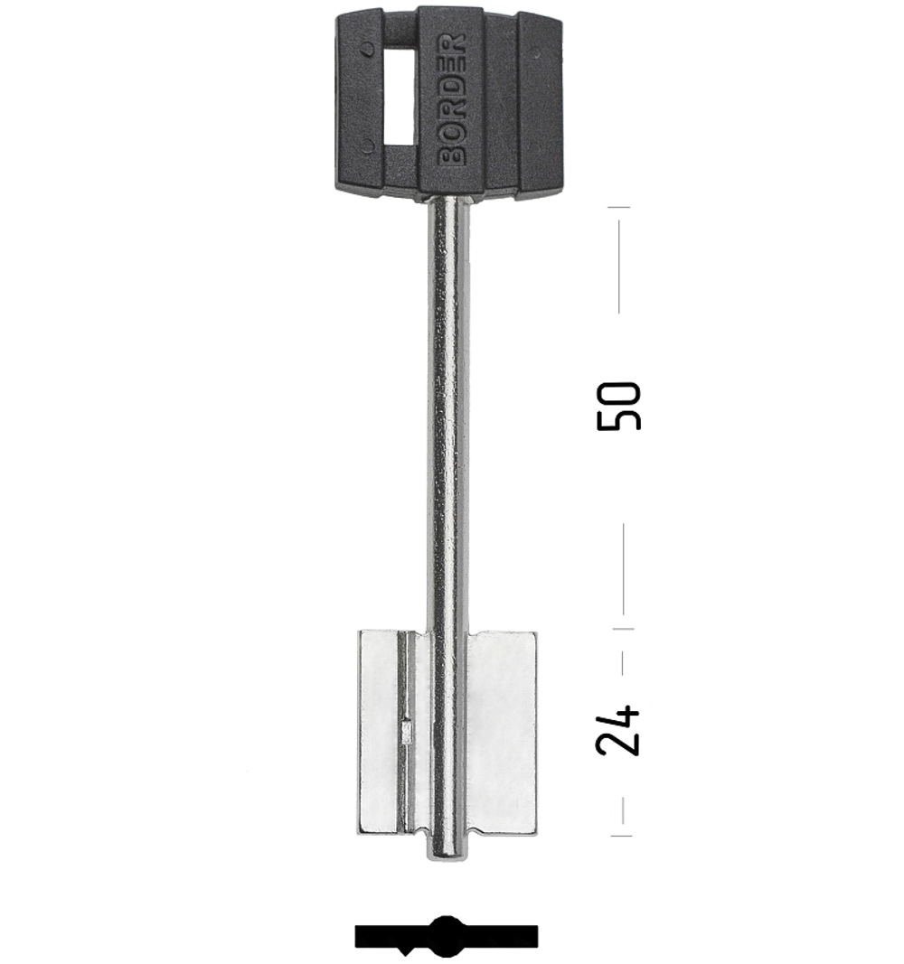 Заготовка сувальдного ключа 10699 131/4- Бордер-7 литье (102*21*24мм)(5мм) (BRD7DP)