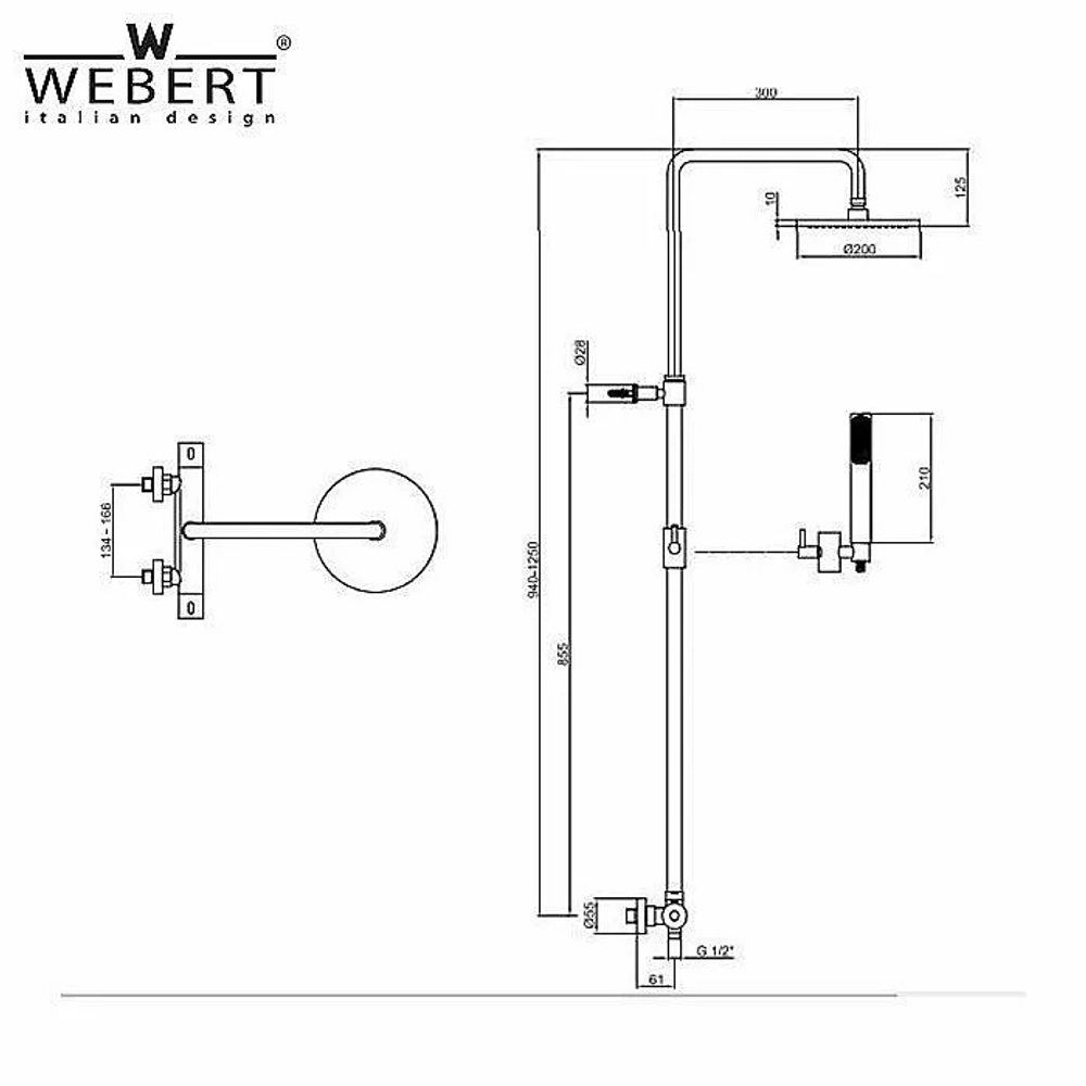 Душевая система Webert Elio EL980507560METAL черная матовая