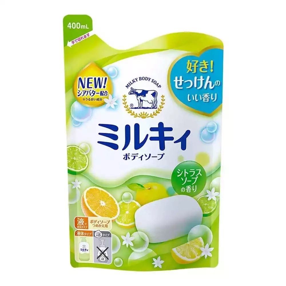 "COW" Молочное жидкое мыло для тела с цитрусовым ароматом, 400 ml