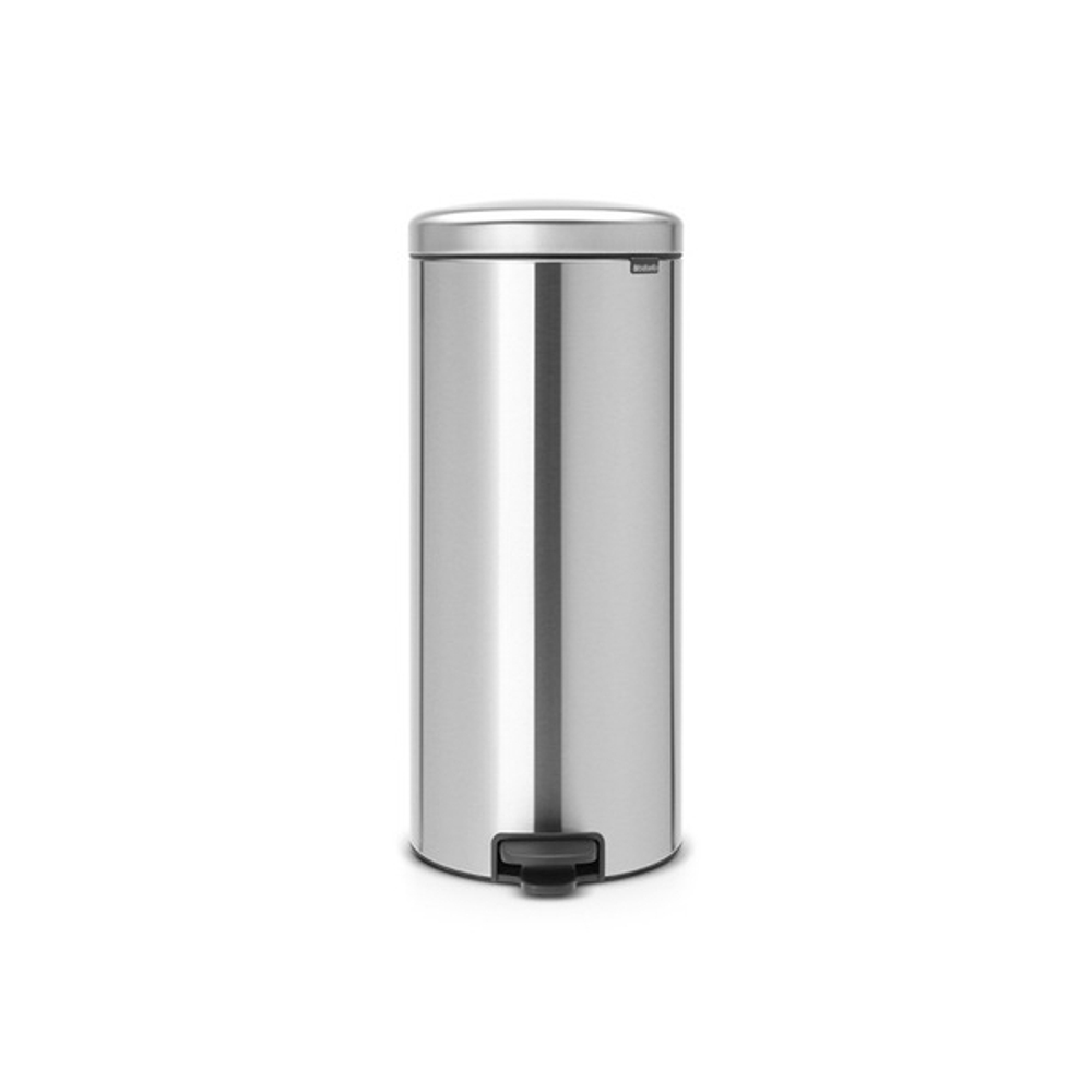 Ведро для мусора Brabantia NewIcon с металлическим внутреннем ведром стальное матовое 30л вид спереди