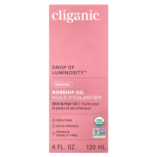 Cliganic, Drop of Luminost™, органическое масло шиповника, 120 мл (4 жидк. унции)