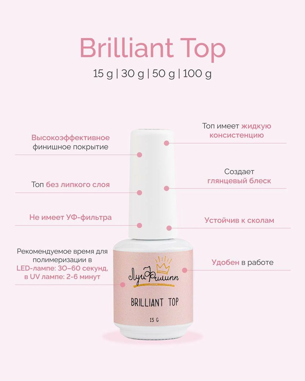 Луи Филипп Top Brilliant - Верхнее покрытие Бриллиант без л/с, 30мл