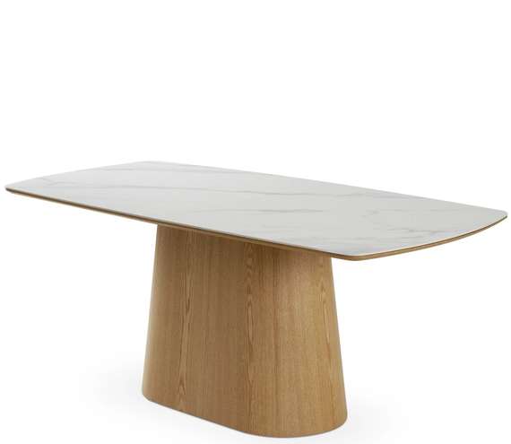 Обеденный стол Sailing, 180х90 см, шпон дуба, ,белая керамика