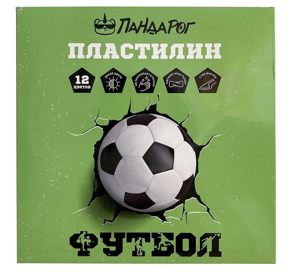 Пластилин 12 цветов со стеком, 240гр &quot;Футбол&quot; (ПандаРог)