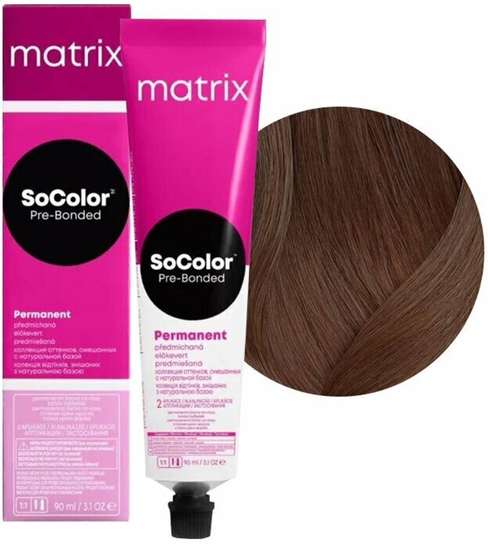 Matrix Краска для волос без аммиака  SoColor Pre-Bonded 4M Шатен мокка 90 мл.