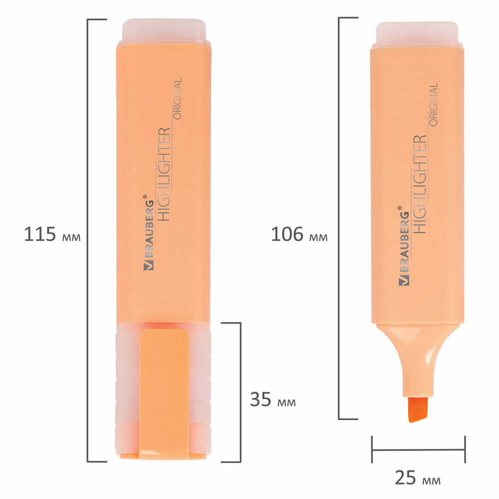 Текстовыделитель BRAUBERG "ORIGINAL PASTEL" ПЕРСИКОВЫЙ линия 1-5 мм (24 штуки в упаковке)